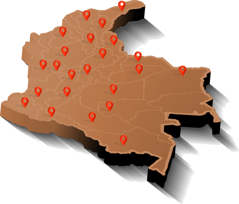Presencia nacional en más de 30 departamentos